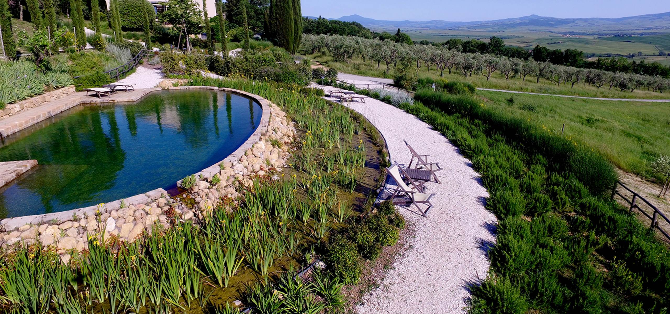View of accommodations and landscape on Tuscany Bike Tour