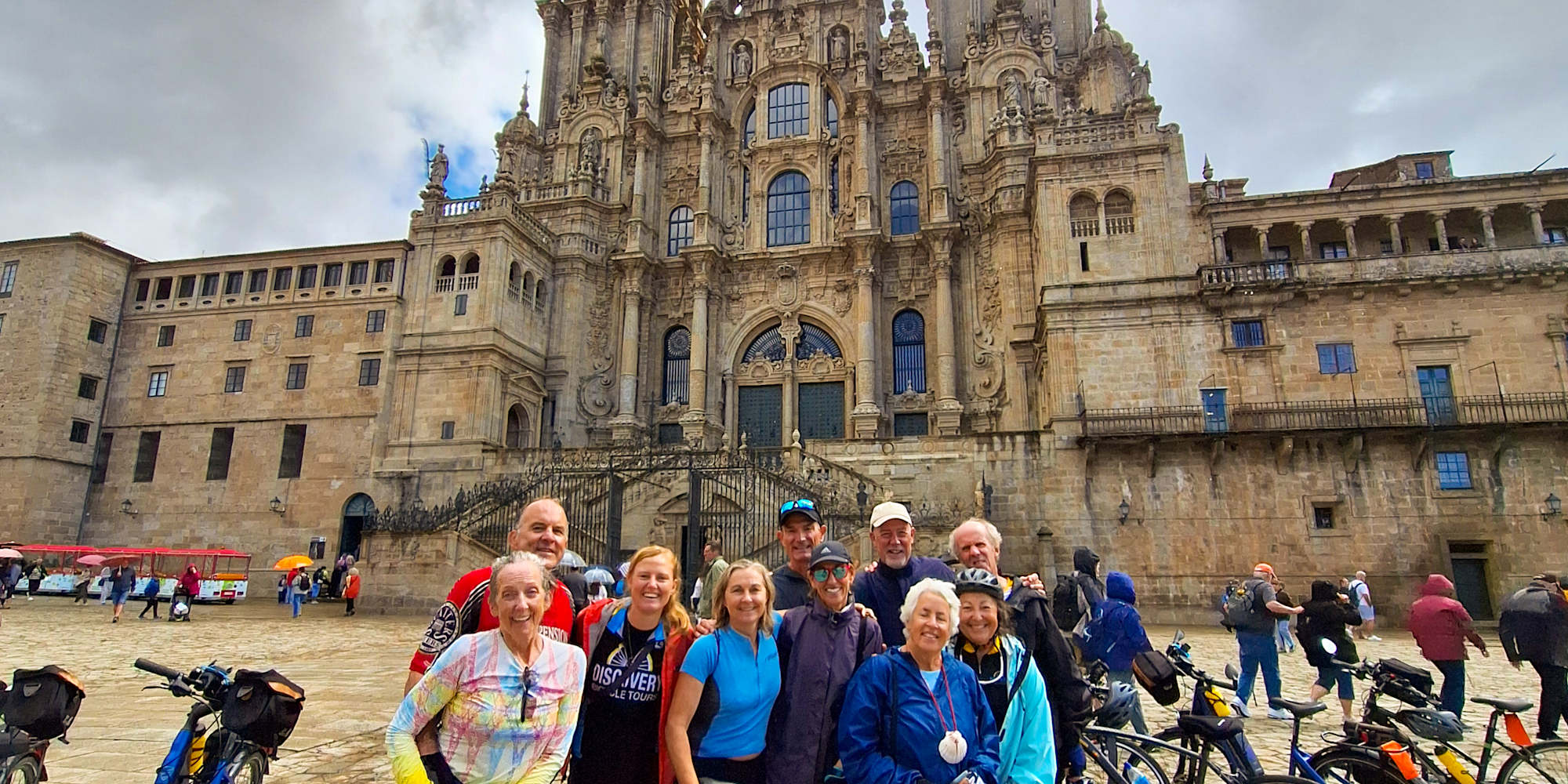 Guests pausing for a photo on the Camino de Santiago Bike Tour in Spain