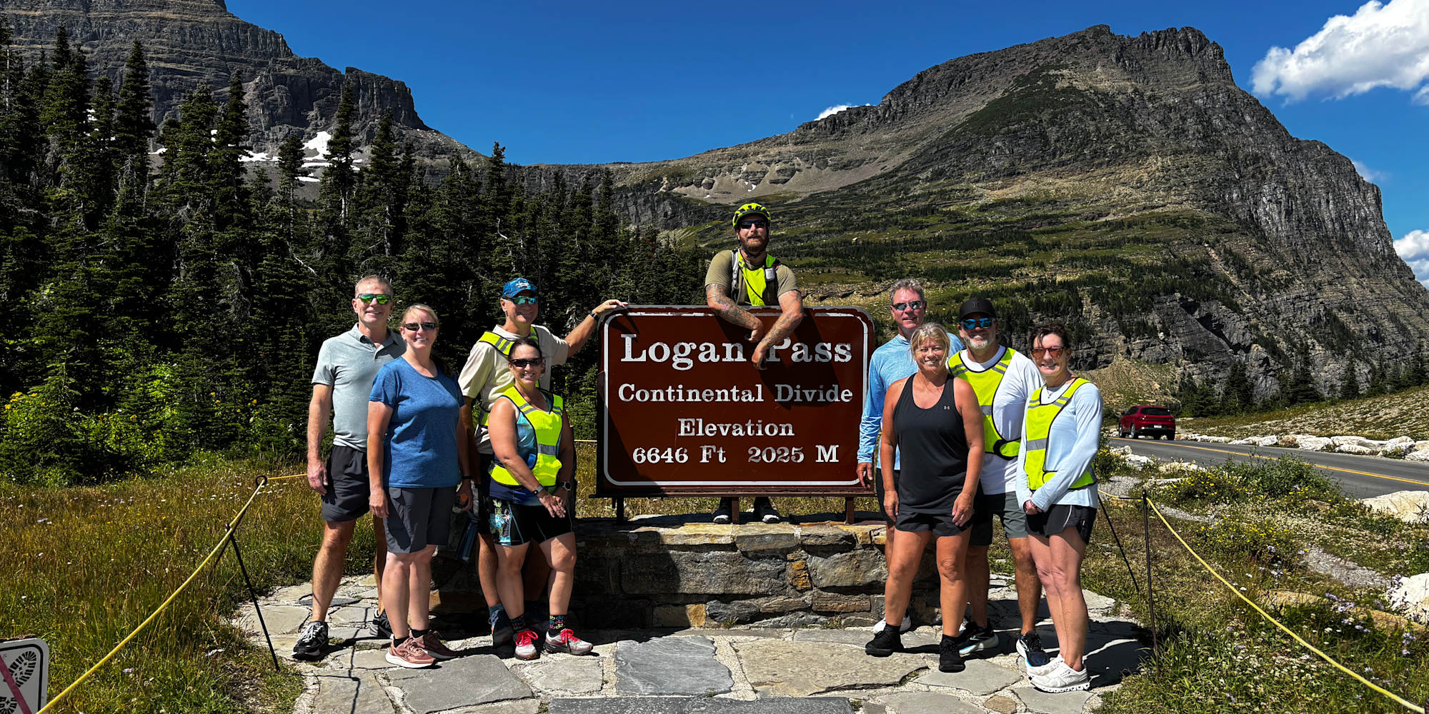 Glacier National Park Adventure guests at Logan Pass