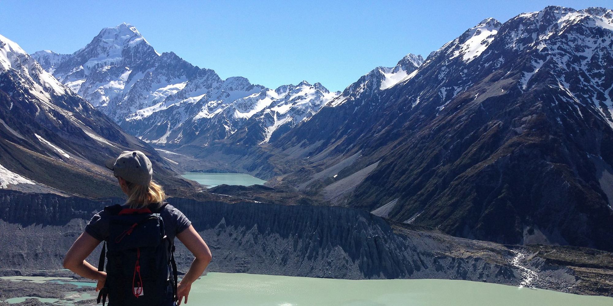 Guest hiking in Aoraki Mount Cook National Park