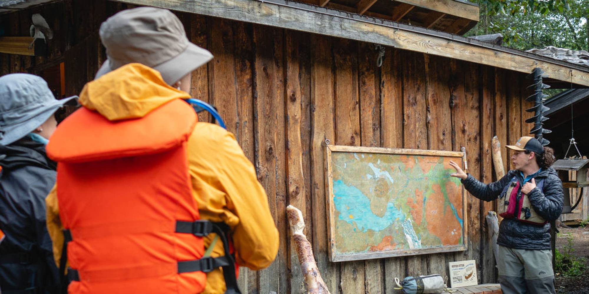 An Austin Adventures guide talks through the day's adventure activities in Kenai Fjords National Park