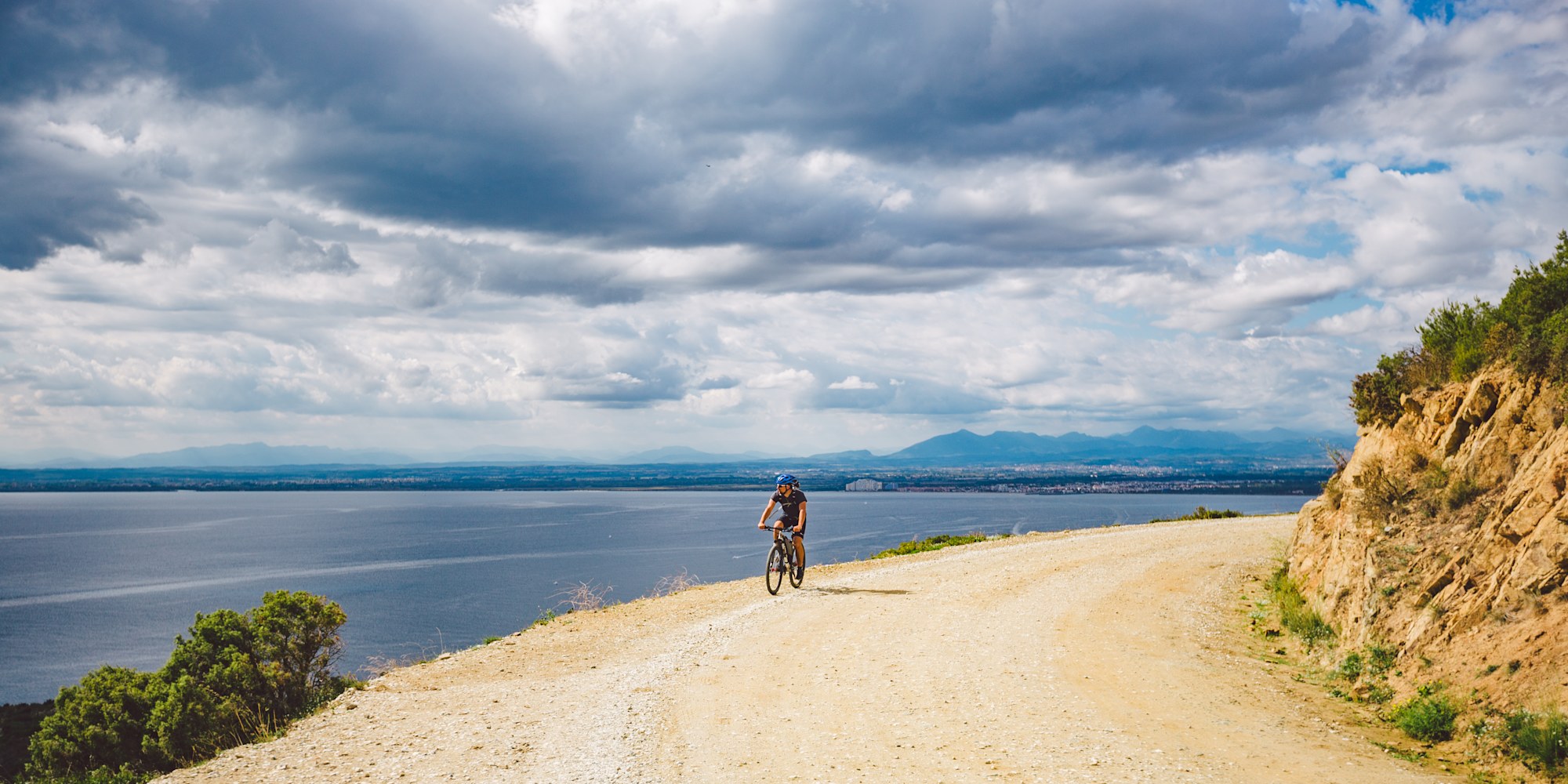 Guest cycling on the Costa Brava  on a Spain Bike Tour