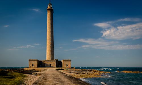 Gatteville Lighthouse overlooking the Normandy coast near Barfleur, France