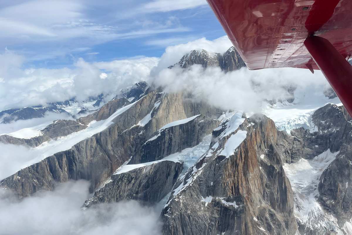 Flight-seeing over Denali in Alaska