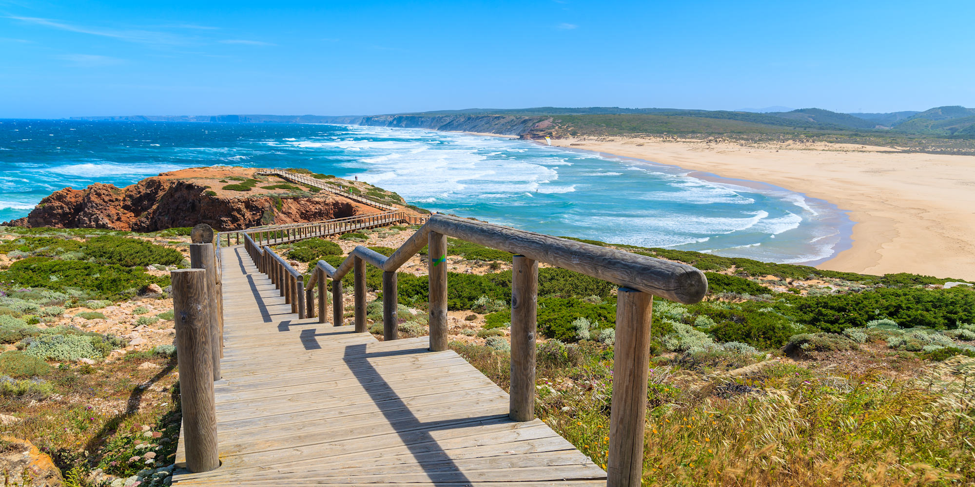Trail above a beautiful beach on the Portugal coast