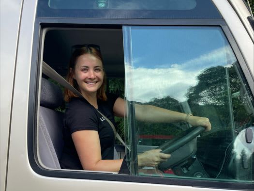 Nina the Guide driving guests around New Zealand